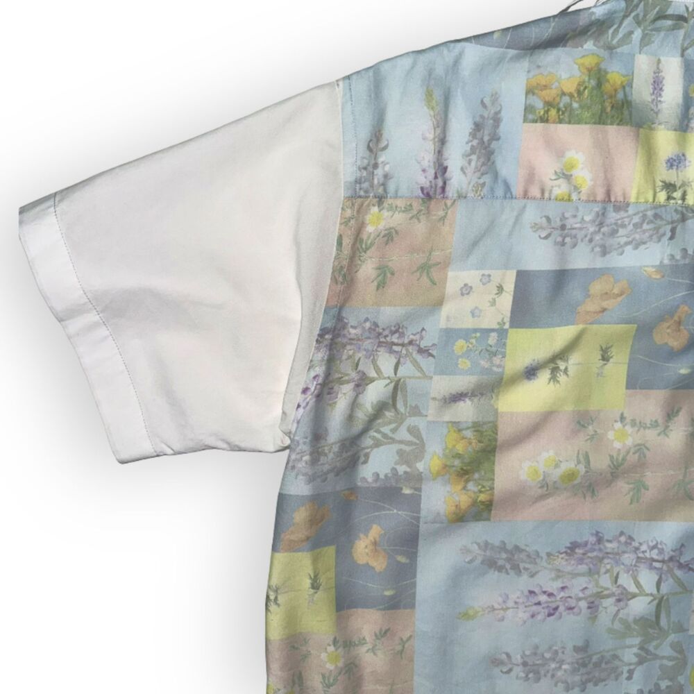 John Elliott Floral Print Camp Shirt in Super Bloom Grid Short Sleeve Sz 2 M - Picture 6 of 11